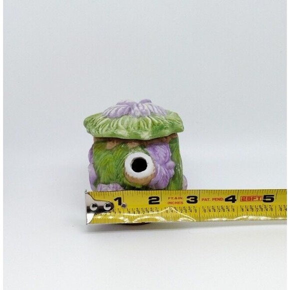 Mini Floral Teapot Purple Green Garden Ceramic With Lid Vintage - Picture 8 of 8